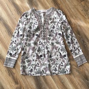 Tory Burch Botanical Print Jewel Embellished Tunic